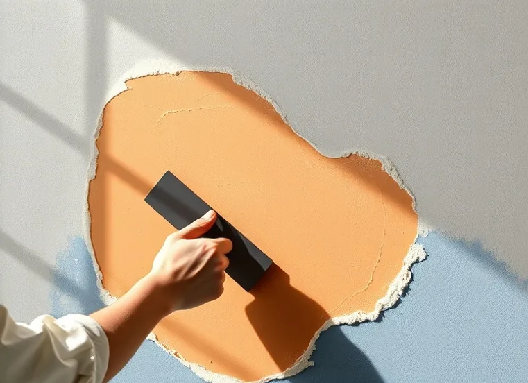 Application d'un enduit décoratif à la lisseuse sur un mur